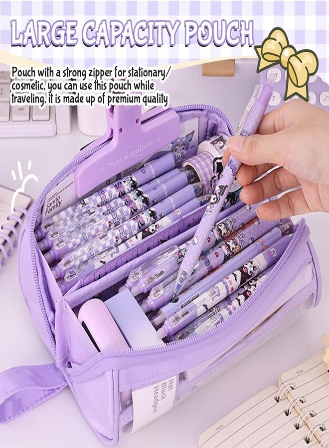 ZIBUYU® Lightweight Oxford PVC Cylindrical Pencil Case and Toiletry Bag with Durable Waterproof Fabric, Spacious Interior, Smooth Zipper Closure and Portable Design for Students, Artists and Travelers - Image 4